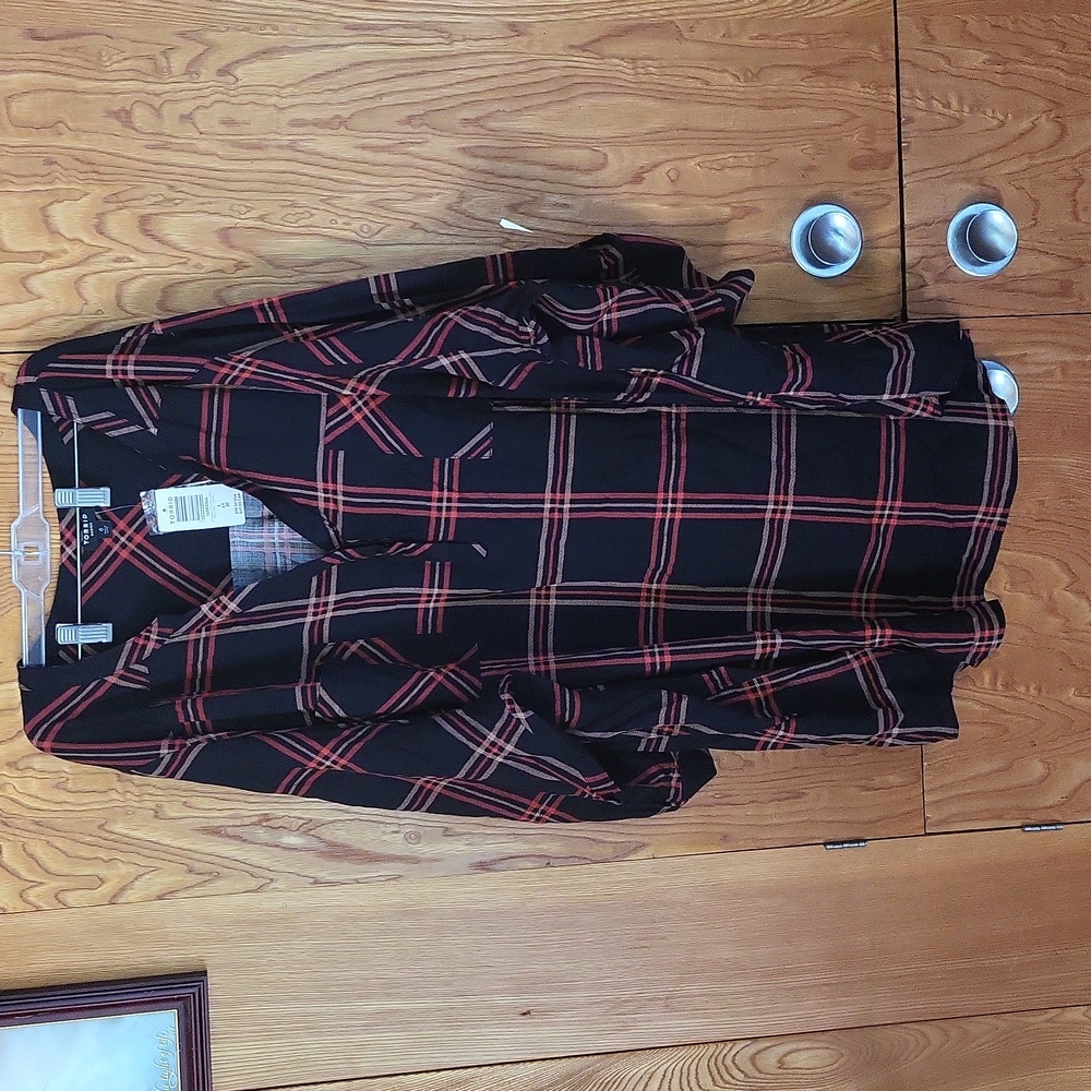 Torrid black plaid with red and tan